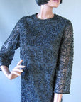 Women's 60s Cocktail Dress Vintage Fully Beaded Elsie Tu Hong Kong Medium VFG