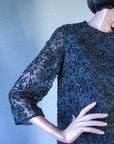 Women's 60s Cocktail Dress Vintage Fully Beaded Elsie Tu Hong Kong Medium VFG