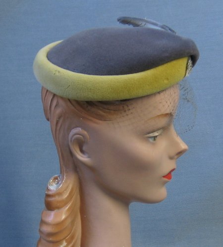 other side, 30s 40s felt designer hat