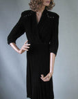 vintage 1940s black velvet winter cocktail dress