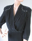 vintage 40s button trimmed velvet dress