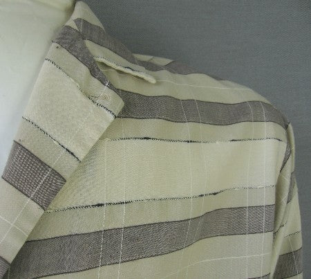 collar detail, vintage 50s novelty weave striped pajamas