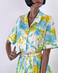 50s Dress Full Skirt Women's 60s Shirtwaist Bright Floral Print Vintage VFG Large Westbury