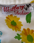 50s Dress Full Skirt Women's 60s Shirtwaist Bright Floral Print Vintage VFG Large Westbury