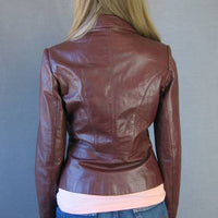 back view, 70s nip waist leather jacket