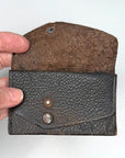 Antique Coin Purse Black Distressed Leather Vintage VFG