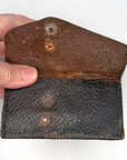 Antique Coin Purse Black Distressed Leather Vintage VFG