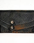Antique Coin Purse Black Distressed Leather Vintage VFG