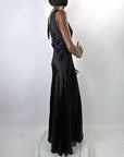 Early 30s Evening Gown Bias Cut Long Dress Black Satin Old Hollywood Small VFG