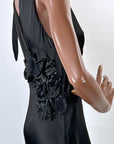Early 30s Evening Gown Bias Cut Long Dress Black Satin Old Hollywood Small VFG