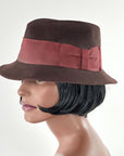 30s Vintage Brown Felt Fedora Hat Trilby Large VFG