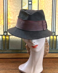 30s Vintage Brown Felt Fedora Hat Trilby Large VFG