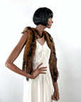 Vintage Fur Pelt Stole Wrap Shawl Brown Marten or Mink 3 Pelts VFG