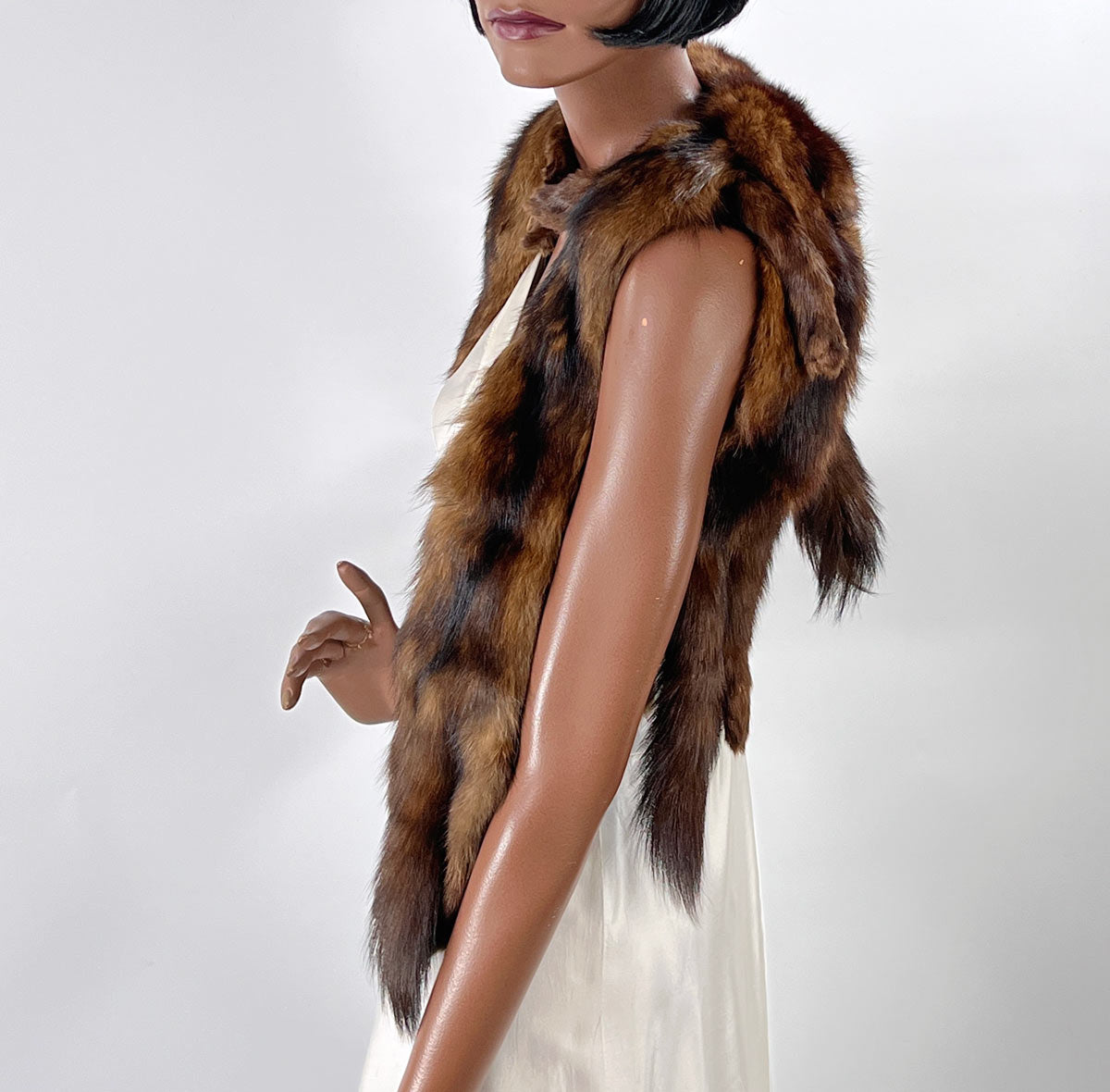 Vintage Fur Pelt Stole Wrap Shawl Brown Marten or Mink 3 Pelts VFG