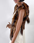 Vintage Fur Pelt Stole Wrap Shawl Brown Marten or Mink 3 Pelts VFG