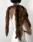 Vintage Fur Pelt Stole Wrap Shawl Brown Marten or Mink 3 Pelts VFG