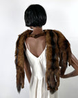 Vintage Fur Pelt Stole Wrap Shawl Brown Marten or Mink 3 Pelts VFG