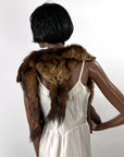 Vintage Fur Pelt Stole Wrap Shawl Brown Marten or Mink 3 Pelts VFG