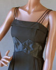 Women's 50s Dress Party Vintage Black Chiffon Full Skirt LBD Silk Small to Medium VFG