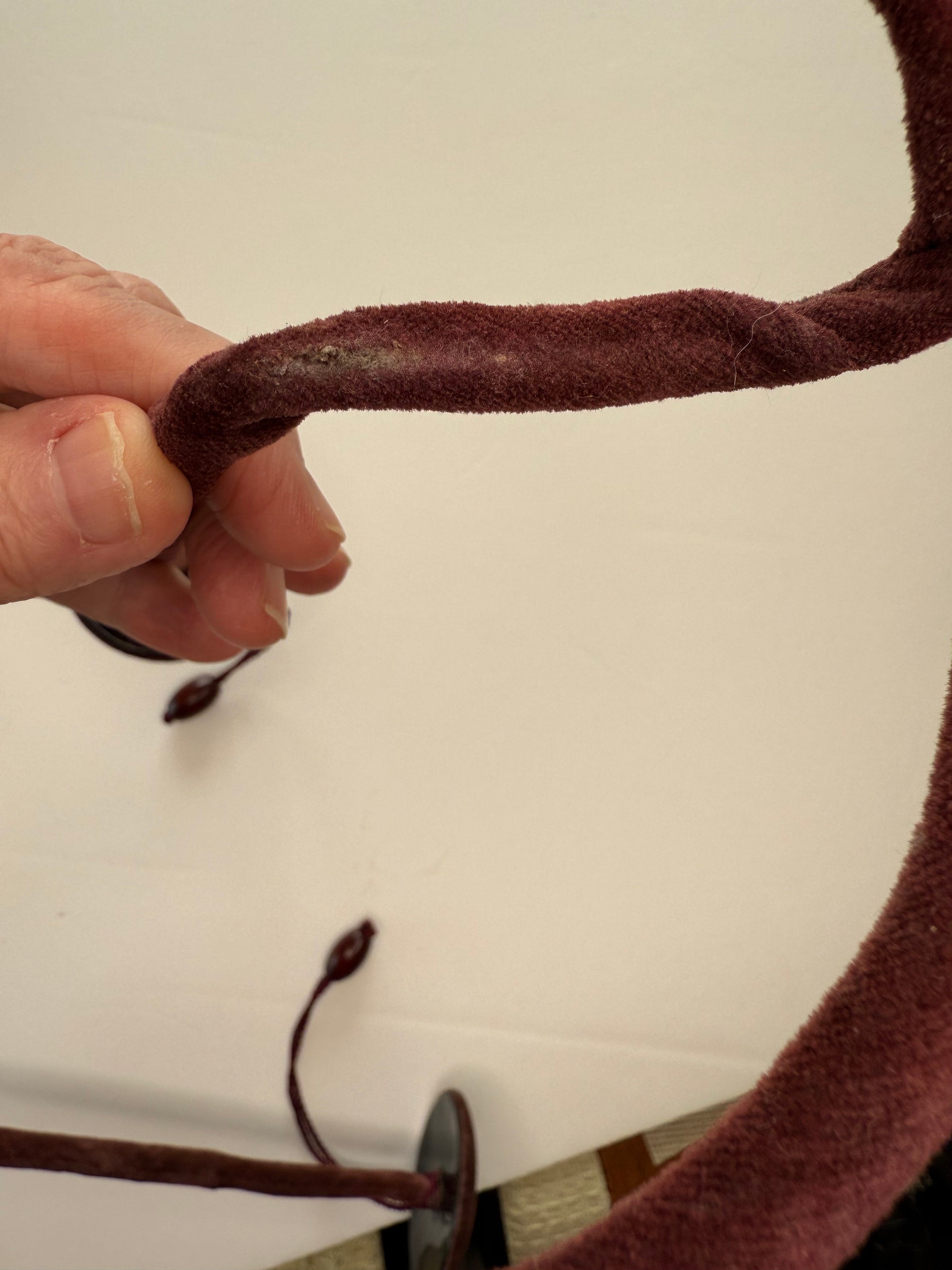 20s 30s Hat Display Stand Vintage Maroon Velvet Flex Spring and Pull Cord VFG, Pair of Two