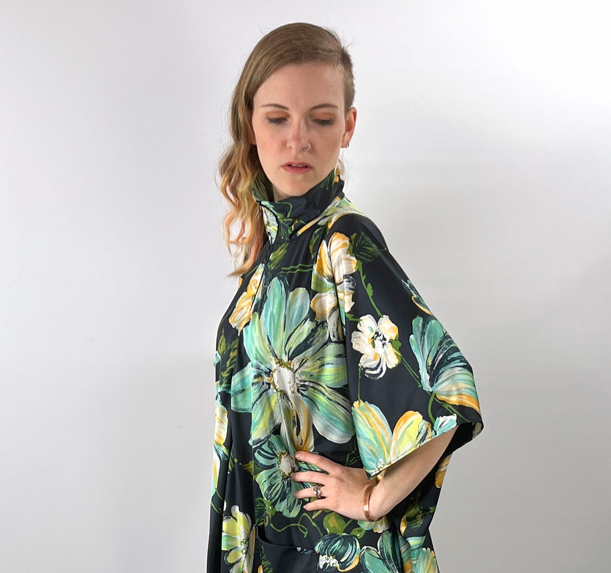 70s Caftan Vintage Mega Floral Jersey Alice of California VFG