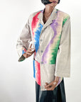 80s Unisex Jacket Wearable Art Oversize Extreme Vintage Punk New Wave Painted Brushstrokes VFG