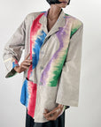 80s Unisex Jacket Wearable Art Oversize Extreme Vintage Punk New Wave Painted Brushstrokes VFG