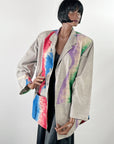 80s Unisex Jacket Wearable Art Oversize Extreme Vintage Punk New Wave Painted Brushstrokes VFG