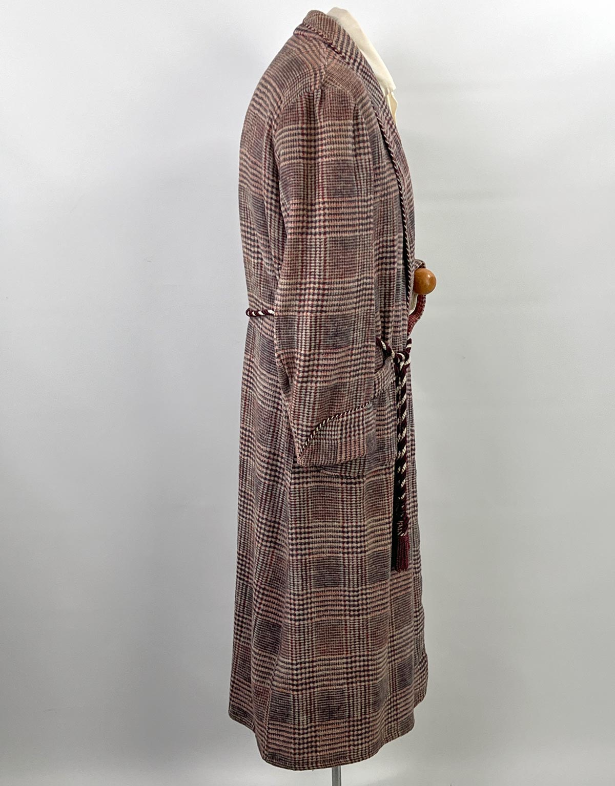 40s Beacon Blanket Robe Glen Plaid Vintage Houndstooth Plaid Red