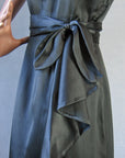 40s Women's Cocktail Dress Vintage 1940s LBD Slinky Draped Black Silk Medium VFG