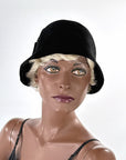 20s Tucked Cloche Hat Vintage Flapper Narrow Brim Large VFG