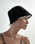 20s Tucked Cloche Hat Vintage Flapper Narrow Brim Large VFG