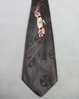 50s Vintage Atomic Print Neck Tie Black Pink Brent Montgomery Ward VFG