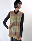 90s Plaid Tunic Vest Waistcoat Gilet Irish Wool House of Bruar VFG