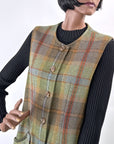 90s Plaid Tunic Vest Waistcoat Gilet Irish Wool House of Bruar VFG