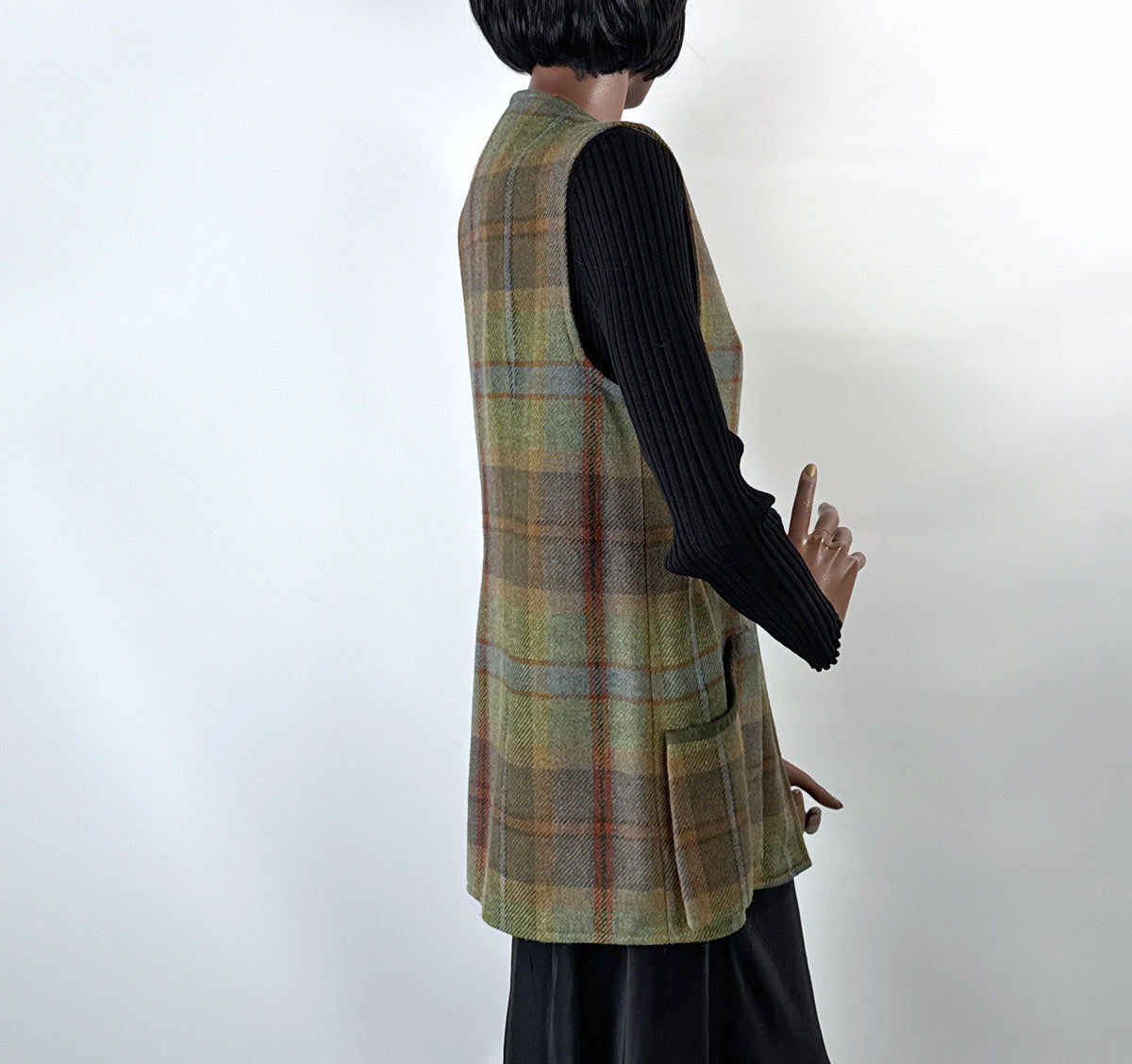 90s Plaid Tunic Vest Waistcoat Gilet Irish Wool House of Bruar VFG