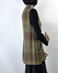 90s Plaid Tunic Vest Waistcoat Gilet Irish Wool House of Bruar VFG