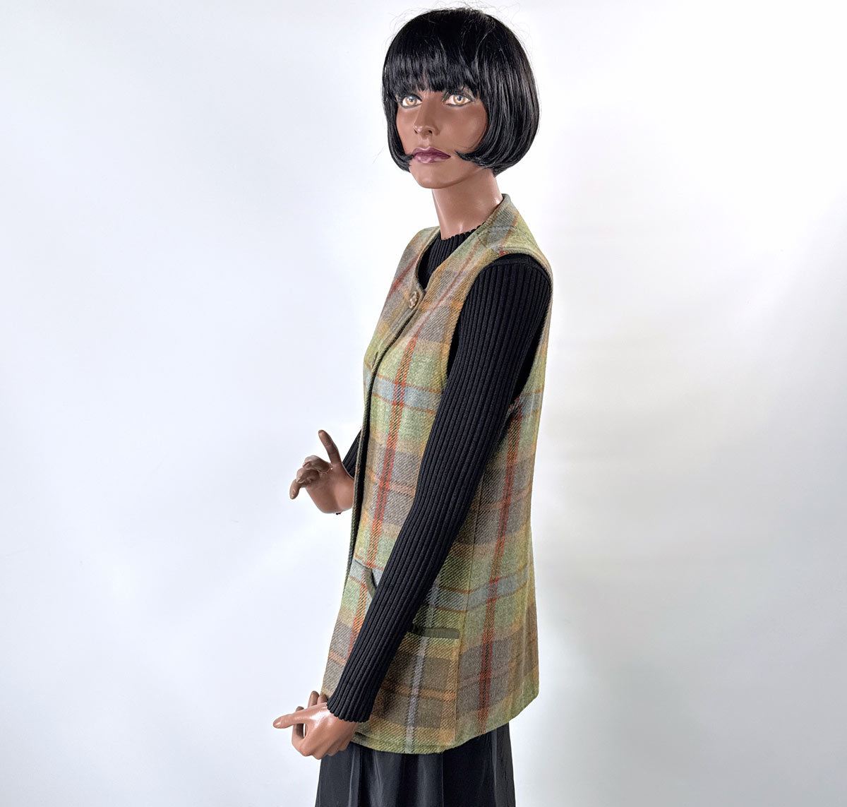 90s Plaid Tunic Vest Waistcoat Gilet Irish Wool House of Bruar VFG