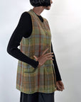 90s Plaid Tunic Vest Waistcoat Gilet Irish Wool House of Bruar VFG
