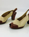 40s Spectator Peeptoe Heels Vintage Slingback Shoes Carmo VFG