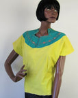 50s Summer Blouse Top Southwest Inspired Bold Studded Casual Time California VFG