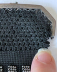 20s Steel Cut Beaded Coin Purse Black & Silver Checkerboard Antique VFG