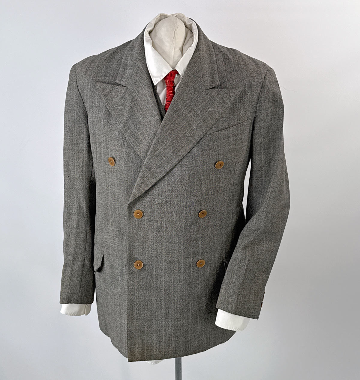 30s 40s Vintage Men's Suit Double Breasted Jacket Vest Pants As-Is Nanking China VFG