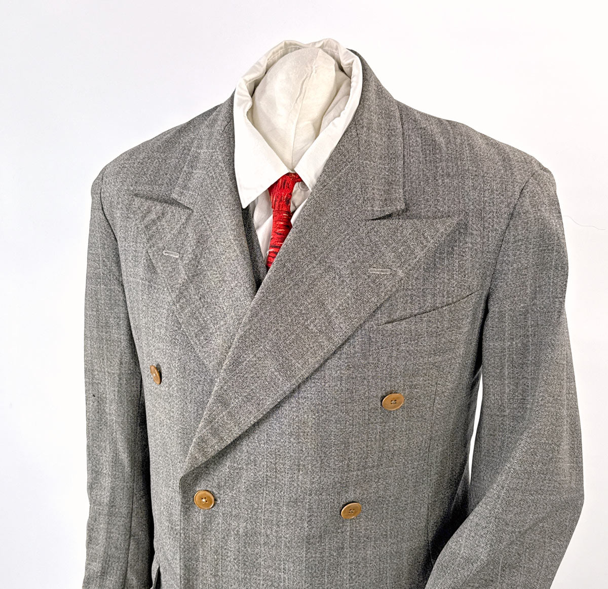 30s 40s Vintage Men's Suit Double Breasted Jacket Vest Pants As-Is Nanking China VFG