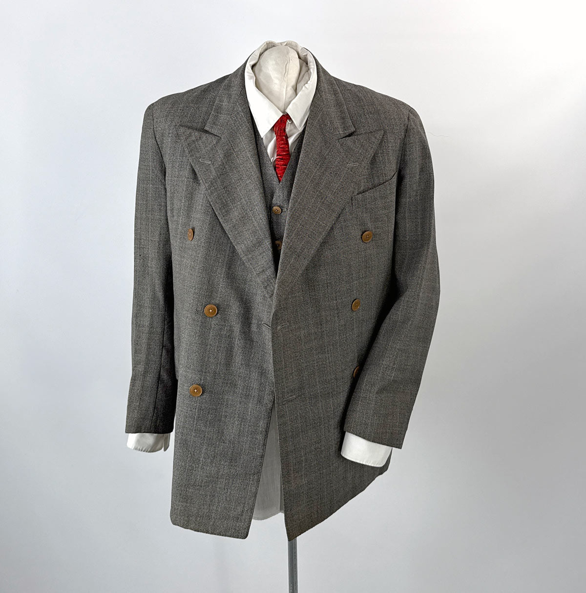 30s 40s Vintage Men's Suit Double Breasted Jacket Vest Pants As-Is Nanking China VFG
