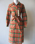 Vintage 60s Deadstock Day Dress Red Green Plaid Shift XL Debi Set Classic VFG New Old Stock