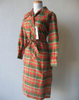 Vintage 60s Deadstock Day Dress Red Green Plaid Shift XL Debi Set Classic VFG New Old Stock