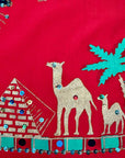90s Y2K Caftan Egyptian Motifs Blingy Red Vintage Shift Dress VFG