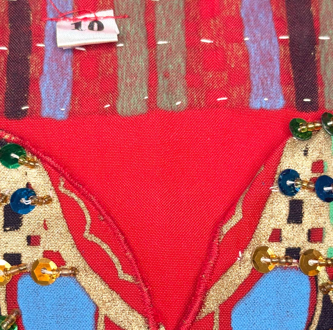 90s Y2K Caftan Egyptian Motifs Blingy Red Vintage Shift Dress VFG