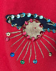 90s Y2K Caftan Egyptian Motifs Blingy Red Vintage Shift Dress VFG